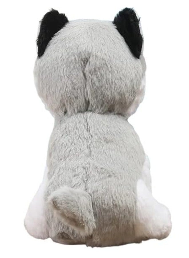 STRIDERS لعبة كلب فروي بالز الرمادي والأبيض القطيفة الناعمة - دمية جرو فائقة النعومة، هدية لطيفة ومحببة للأطفال | مثالية للعب والنوم والسفر والتجميع | الموديل ST-FP004 | 10 بوصة - Image 4